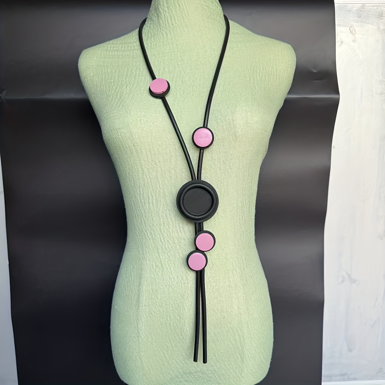 Women's Bohemian Long Necklace, Colorful Beads with Cord